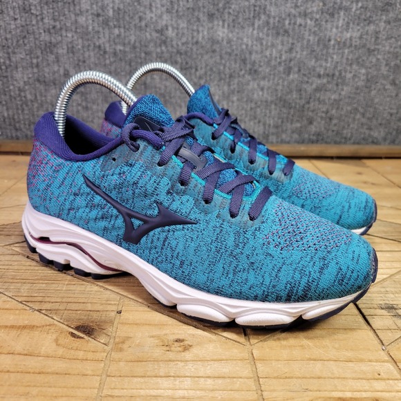 Mizuno Shoes - Mizuno Wave Inspire 16 Women's 7 Sneaker Waveknit Enamel Blue‎ Running Shoes Gym